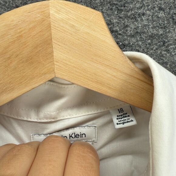 Calvin Klein Shirt Boys 18 White Button Up Slim Fit Stretch Long Sleeve Regular - Picture 4 of 7